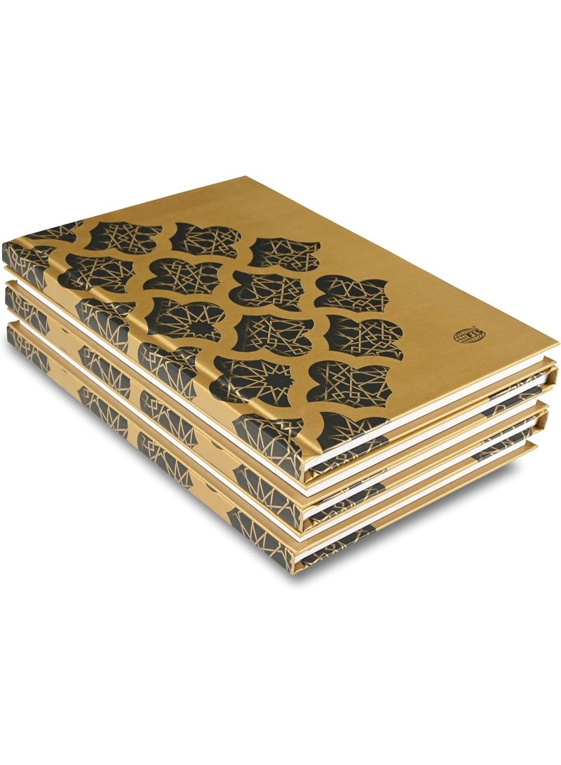 FIS® Notebook Hard Cover, A5 Size(14.8x21cm), 2 Quire, 192 Pages, 96 Sheets, Single Line Ruling, Golden/Black, Packet of 5 Pieces, Design 2-FSNBHCA5GLBKD02 - Image 1